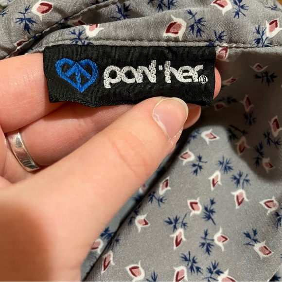 Vintage Pant-Her Blue Floral Ruffled Collared Button Up Blouse - Picture 2 of 7